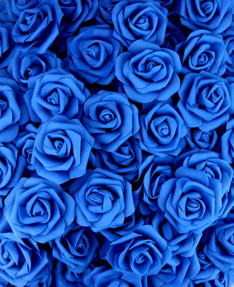 Lightingsky 3 x 1.6 x 3 inches 100pcs DIY Real Touch 3D Artificial Foam Rose Head Without Stem for Wedding Party Home Decoration (Deep Blue) - Image 2